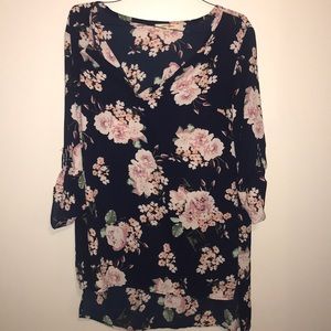 Navy floral blouse